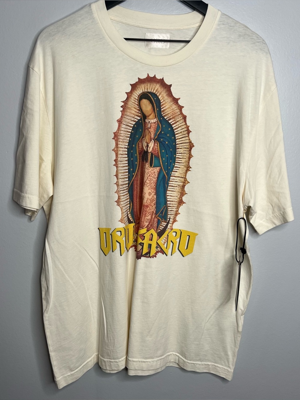 ORO Los Angeles Oro Sacro Virgin Mary T Shirt Mens XL Cream Made In Italy NWT